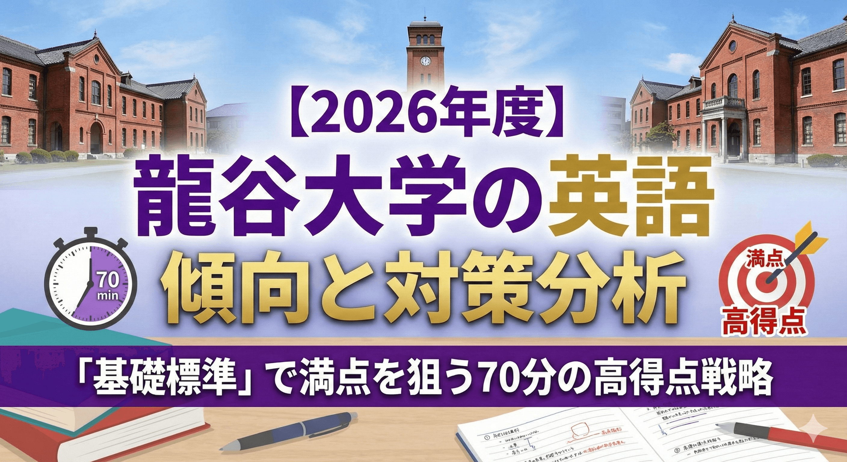 【2026年度】龍谷大学の英語 傾向と対策分析|「基礎標準」で満点を狙う70分の高得点戦略